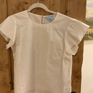Draper James white ruffle blouse size 4
